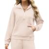 imageXIEERDUO Lounge Sets For Women 2024 Half Zip Sweatshirt And Wide Leg Sweatpant 2 Piece Outfits Sweatsuit TracksuitKangarooapricot