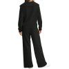 imageXIEERDUO Lounge Sets For Women 2024 Half Zip Sweatshirt And Wide Leg Sweatpant 2 Piece Outfits Sweatsuit TracksuitKangarooblack