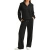 imageXIEERDUO Lounge Sets For Women 2024 Half Zip Sweatshirt And Wide Leg Sweatpant 2 Piece Outfits Sweatsuit TracksuitKangarooblack