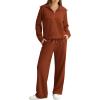 imageXIEERDUO Lounge Sets For Women 2024 Half Zip Sweatshirt And Wide Leg Sweatpant 2 Piece Outfits Sweatsuit TracksuitKangaroobrown