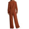 imageXIEERDUO Lounge Sets For Women 2024 Half Zip Sweatshirt And Wide Leg Sweatpant 2 Piece Outfits Sweatsuit TracksuitKangaroobrown