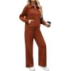 imageXIEERDUO Lounge Sets For Women 2024 Half Zip Sweatshirt And Wide Leg Sweatpant 2 Piece Outfits Sweatsuit TracksuitKangaroobrown