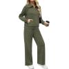imageXIEERDUO Lounge Sets For Women 2024 Half Zip Sweatshirt And Wide Leg Sweatpant 2 Piece Outfits Sweatsuit TracksuitKangaroodark Green