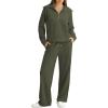 imageXIEERDUO Lounge Sets For Women 2024 Half Zip Sweatshirt And Wide Leg Sweatpant 2 Piece Outfits Sweatsuit TracksuitKangaroodark Green