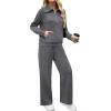imageXIEERDUO Lounge Sets For Women 2024 Half Zip Sweatshirt And Wide Leg Sweatpant 2 Piece Outfits Sweatsuit TracksuitKangaroodimgray