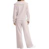 imageXIEERDUO Lounge Sets For Women 2024 Half Zip Sweatshirt And Wide Leg Sweatpant 2 Piece Outfits Sweatsuit TracksuitKangarookhaki