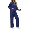 imageXIEERDUO Lounge Sets For Women 2024 Half Zip Sweatshirt And Wide Leg Sweatpant 2 Piece Outfits Sweatsuit TracksuitKangaroonavy Blue