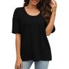 imageXIEERDUO Oversized T Shirts for Women Summer Short Sleeve Tops Loose Scook NeckBlack