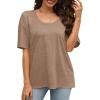 imageXIEERDUO Oversized T Shirts for Women Summer Short Sleeve Tops Loose Scook NeckBrown