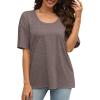 imageXIEERDUO Oversized T Shirts for Women Summer Short Sleeve Tops Loose Scook NeckBrowngrey