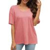 imageXIEERDUO Oversized T Shirts for Women Summer Short Sleeve Tops Loose Scook NeckCoral