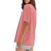 imageXIEERDUO Oversized T Shirts for Women Summer Short Sleeve Tops Loose Scook NeckCoral
