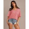 imageXIEERDUO Oversized T Shirts for Women Summer Short Sleeve Tops Loose Scook NeckCoral