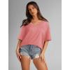 imageXIEERDUO Oversized T Shirts for Women Summer Short Sleeve Tops Loose Scook NeckCoral