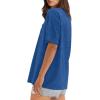 imageXIEERDUO Oversized T Shirts for Women Summer Short Sleeve Tops Loose Scook NeckDark Blue