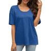 imageXIEERDUO Oversized T Shirts for Women Summer Short Sleeve Tops Loose Scook NeckDark Blue