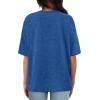 imageXIEERDUO Oversized T Shirts for Women Summer Short Sleeve Tops Loose Scook NeckDark Blue