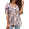 imageXIEERDUO Oversized T Shirts for Women Summer Short Sleeve Tops Loose Scook NeckFlower