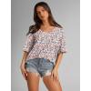 imageXIEERDUO Oversized T Shirts for Women Summer Short Sleeve Tops Loose Scook NeckFlower