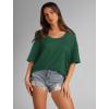 imageXIEERDUO Oversized T Shirts for Women Summer Short Sleeve Tops Loose Scook NeckGreen