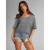 imageXIEERDUO Oversized T Shirts for Women Summer Short Sleeve Tops Loose Scook NeckGrey