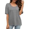 imageXIEERDUO Oversized T Shirts for Women Summer Short Sleeve Tops Loose Scook NeckGrey