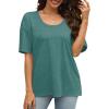 imageXIEERDUO Oversized T Shirts for Women Summer Short Sleeve Tops Loose Scook NeckGrey Green