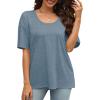 imageXIEERDUO Oversized T Shirts for Women Summer Short Sleeve Tops Loose Scook NeckGreyblue