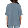 imageXIEERDUO Oversized T Shirts for Women Summer Short Sleeve Tops Loose Scook NeckGreyblue