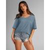 imageXIEERDUO Oversized T Shirts for Women Summer Short Sleeve Tops Loose Scook NeckGreyblue