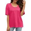 imageXIEERDUO Oversized T Shirts for Women Summer Short Sleeve Tops Loose Scook NeckHot Pink