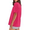 imageXIEERDUO Oversized T Shirts for Women Summer Short Sleeve Tops Loose Scook NeckHot Pink
