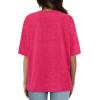 imageXIEERDUO Oversized T Shirts for Women Summer Short Sleeve Tops Loose Scook NeckHot Pink