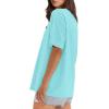 imageXIEERDUO Oversized T Shirts for Women Summer Short Sleeve Tops Loose Scook NeckLake Green