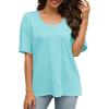 imageXIEERDUO Oversized T Shirts for Women Summer Short Sleeve Tops Loose Scook NeckLake Green