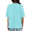 imageXIEERDUO Oversized T Shirts for Women Summer Short Sleeve Tops Loose Scook NeckLake Green