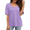 imageXIEERDUO Oversized T Shirts for Women Summer Short Sleeve Tops Loose Scook NeckLavender