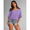 imageXIEERDUO Oversized T Shirts for Women Summer Short Sleeve Tops Loose Scook NeckLavender