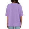 imageXIEERDUO Oversized T Shirts for Women Summer Short Sleeve Tops Loose Scook NeckLavender