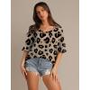 imageXIEERDUO Oversized T Shirts for Women Summer Short Sleeve Tops Loose Scook NeckLeopard