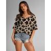imageXIEERDUO Oversized T Shirts for Women Summer Short Sleeve Tops Loose Scook NeckLeopard