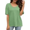 imageXIEERDUO Oversized T Shirts for Women Summer Short Sleeve Tops Loose Scook NeckLightgreen