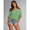imageXIEERDUO Oversized T Shirts for Women Summer Short Sleeve Tops Loose Scook NeckLightgreen