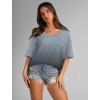 imageXIEERDUO Oversized T Shirts for Women Summer Short Sleeve Tops Loose Scook NeckOmbergrey