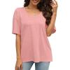 imageXIEERDUO Oversized T Shirts for Women Summer Short Sleeve Tops Loose Scook NeckPink