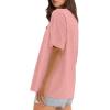 imageXIEERDUO Oversized T Shirts for Women Summer Short Sleeve Tops Loose Scook NeckPink