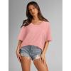 imageXIEERDUO Oversized T Shirts for Women Summer Short Sleeve Tops Loose Scook NeckPink