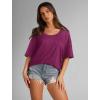 imageXIEERDUO Oversized T Shirts for Women Summer Short Sleeve Tops Loose Scook NeckPurple