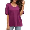 imageXIEERDUO Oversized T Shirts for Women Summer Short Sleeve Tops Loose Scook NeckPurple