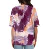 imageXIEERDUO Oversized T Shirts for Women Summer Short Sleeve Tops Loose Scook NeckTie Dye Purple